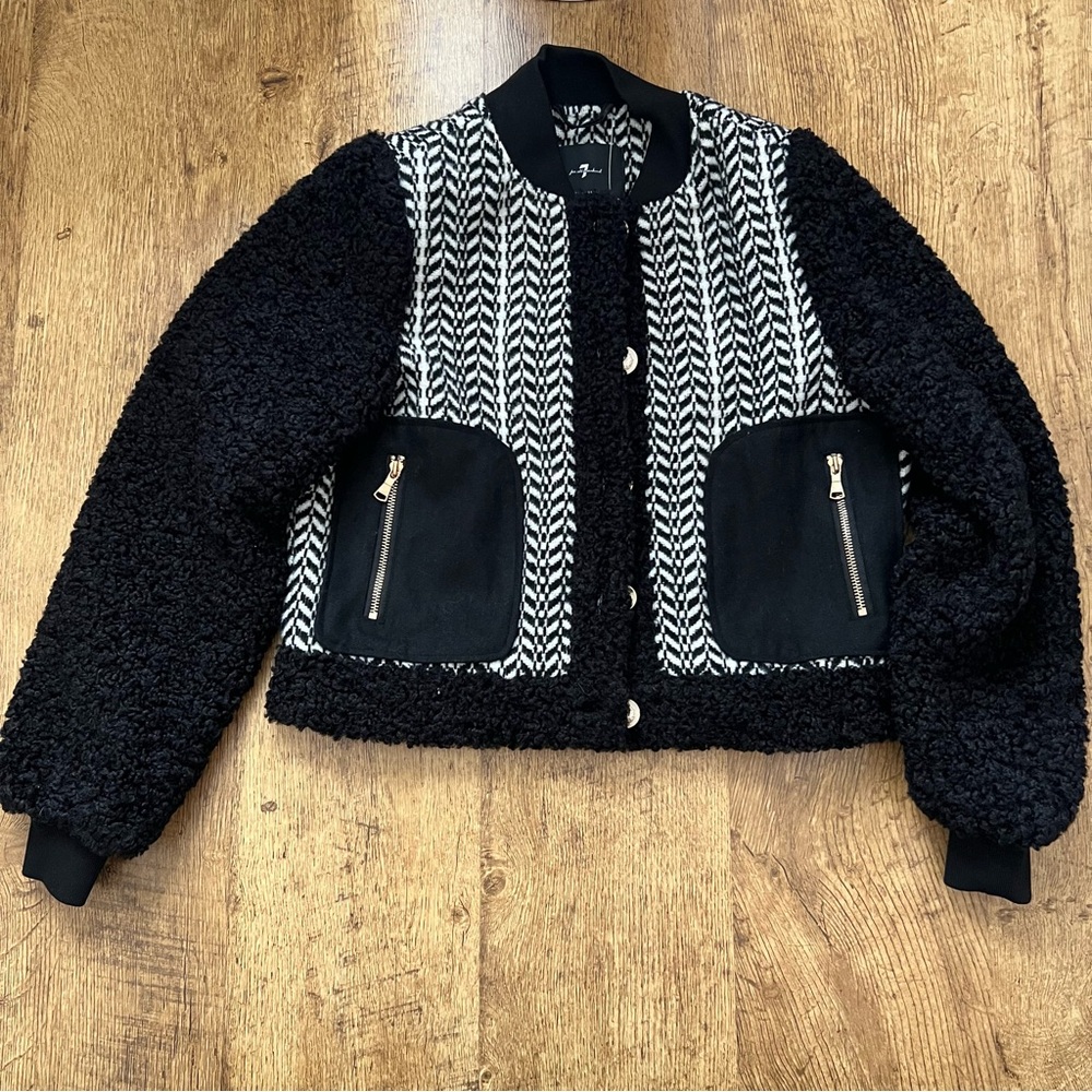 7 for All Mankind Mixed Materials Bomber Jacket
